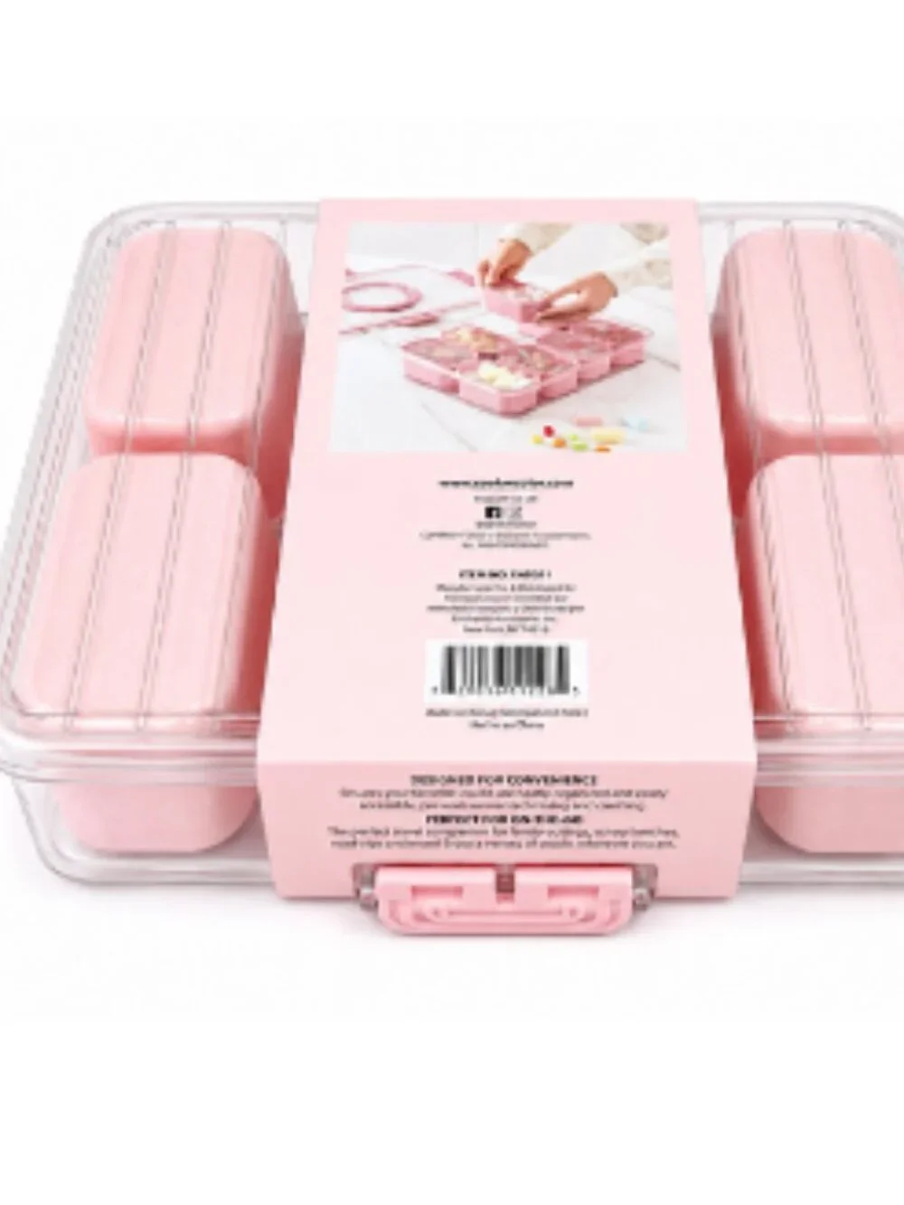 CWC Cook With Color Pink Glitter Snack Box 8 Removable Compartments Snap Lid